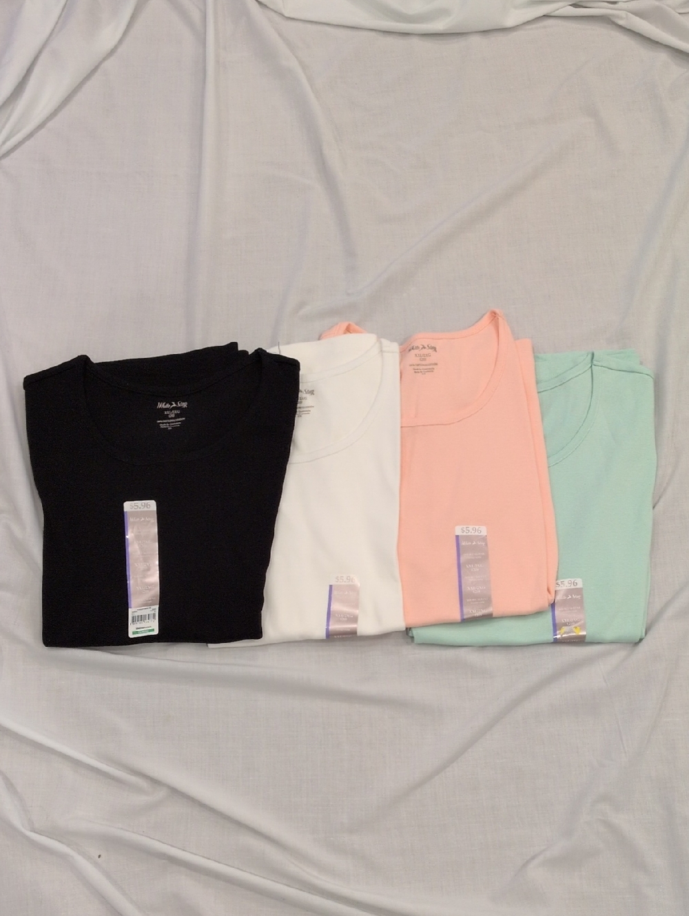 White Stag Women's Crew Neck Tee Pack - Black, White, Peach, Mint